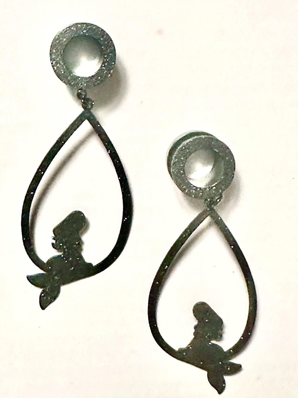 NIB Screwlet Black Teardrop Mermaid Dangle gauges plugs 0 gauge/8mm
